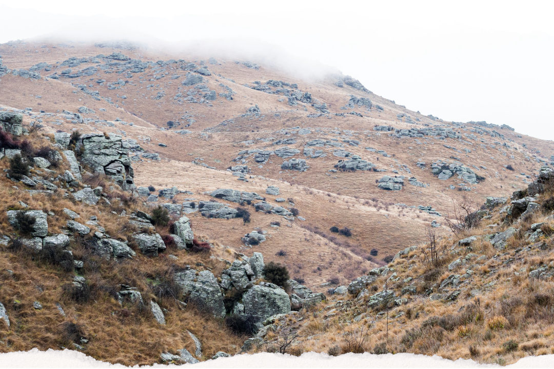 Schist tors and tussock around Poolburn Reservoir in Central Otago, the Rohan filming country