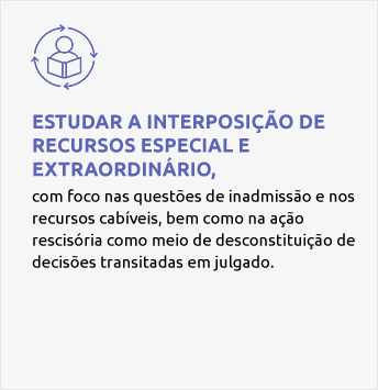 Estudar a interposição de recursos especial e extraordinário: com foco nas questões de inadmissão e nos recursos cabíveis, bem como na ação rescisória como meio de desconstituição de decisões transitadas em julgado.