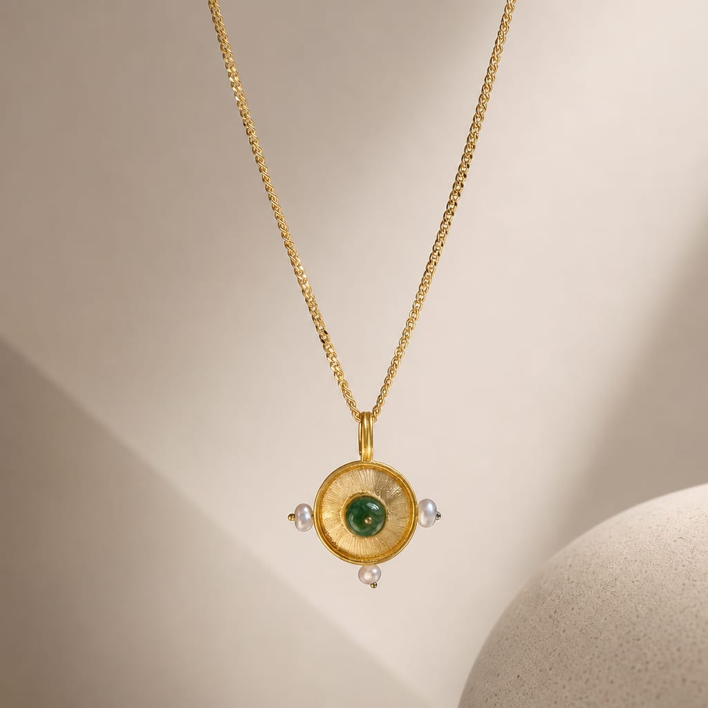 Renaissance Series Emerald Halo Pendant by Belinda Chang