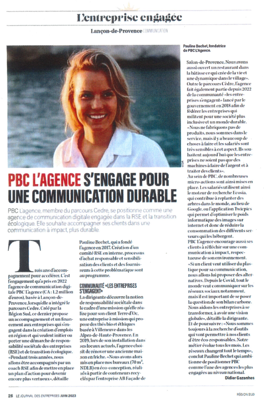 Article L'entreprise engagée