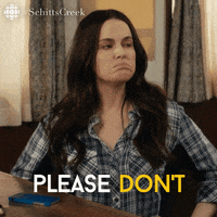 Stevie from Schitt's Creek shaking her head and sternly saying, Stevie from Schitt's Creek shaking her head and sternly saying,