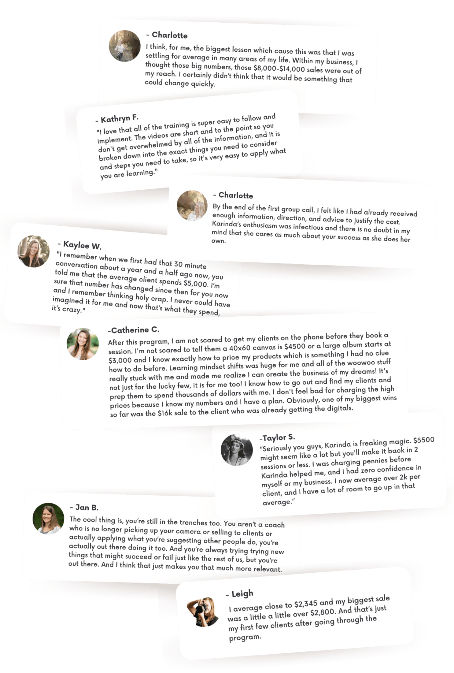 Testimonials showcasing how well this program works.