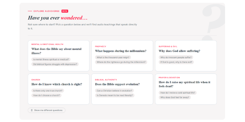 Explore through questions feature