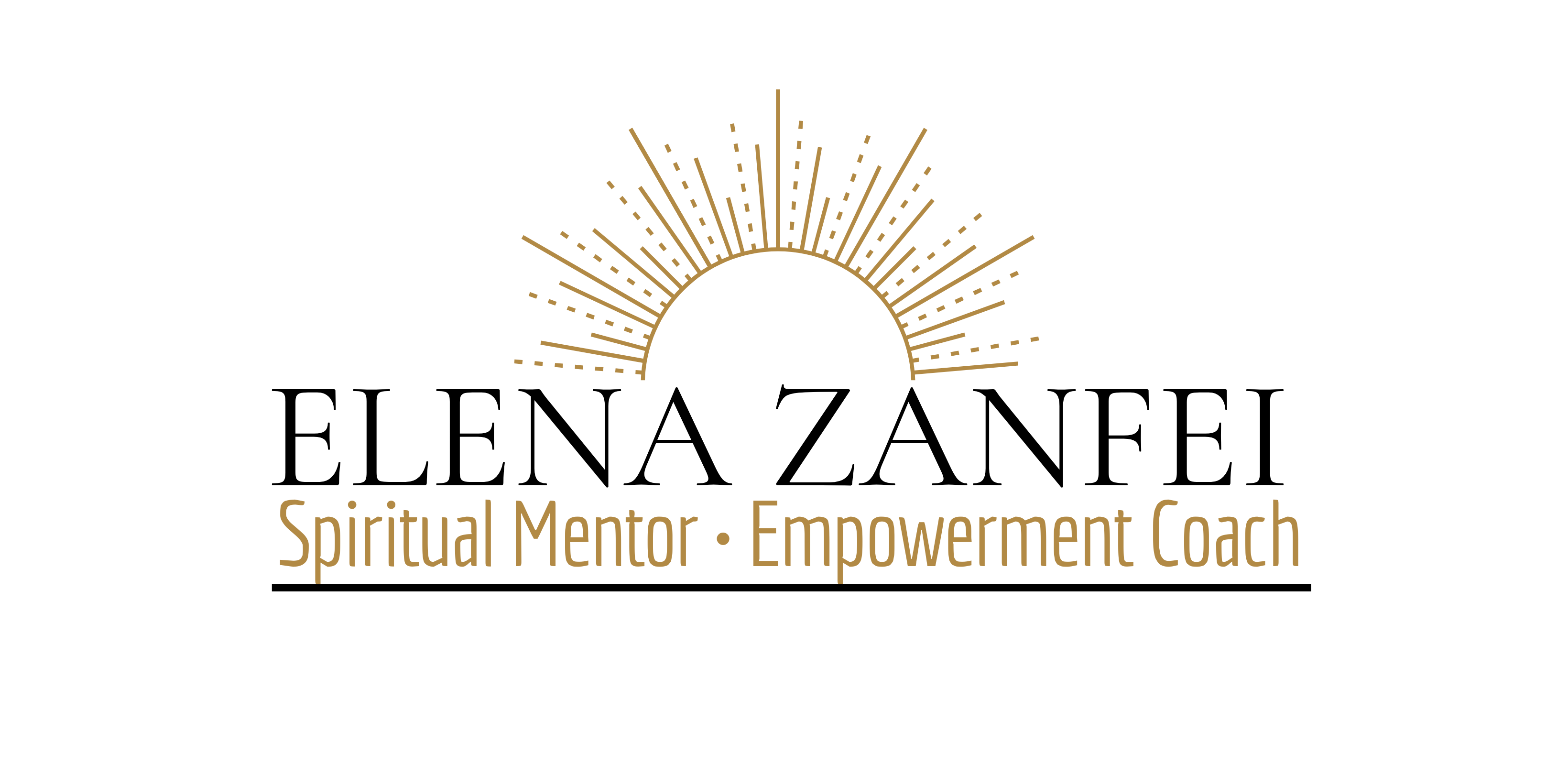 elena zanfei logo with arched sunburst