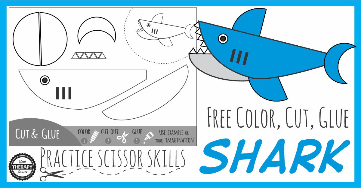 Color Cut Glue Shark Freebie - Just in Time for Shark Week! - Your Therapy  Source