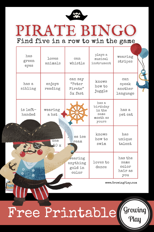 Free Printable Pirate Bingo - Growing Play for Free Printable Pirate Bingo Cards