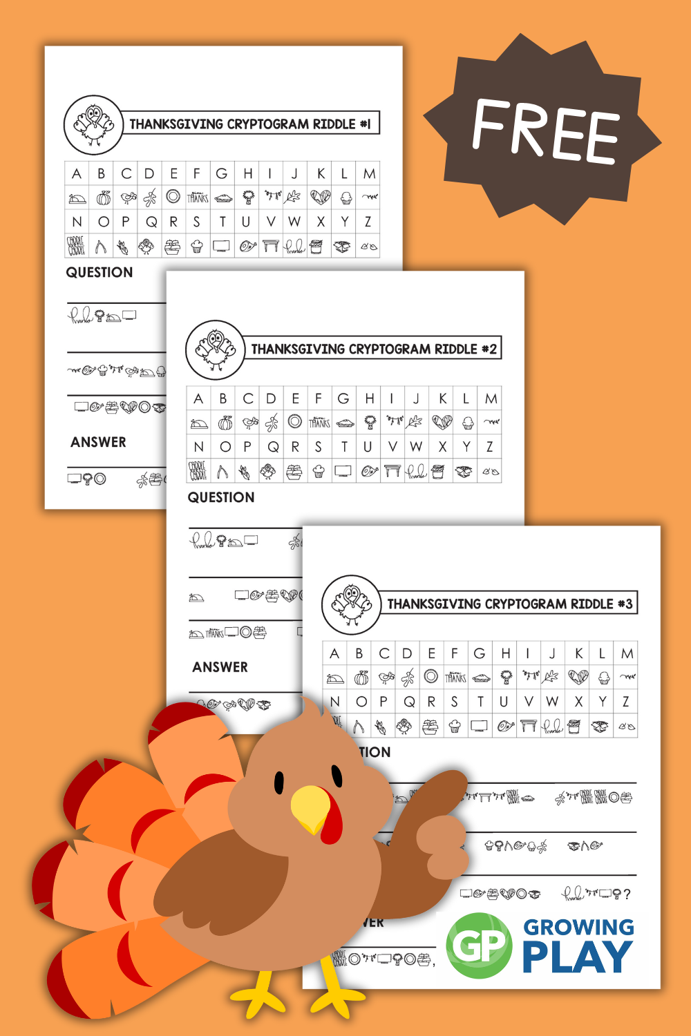 Thanksgiving Cryptogram Free Printables - Growing Play