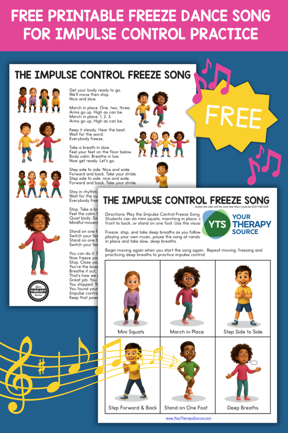 freeze dance impulse control song with free printables - your