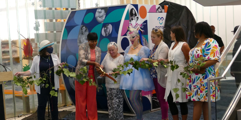 Hayward dignitaries cutting the ribbon opening the breastfeeding and pumping station Hayward dignitaries cutting the ribbon opening the breastfeeding and pumping station