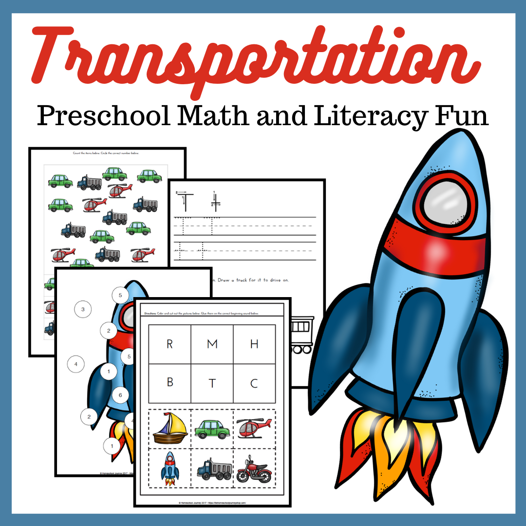 free 40 page preschool transportation theme printables