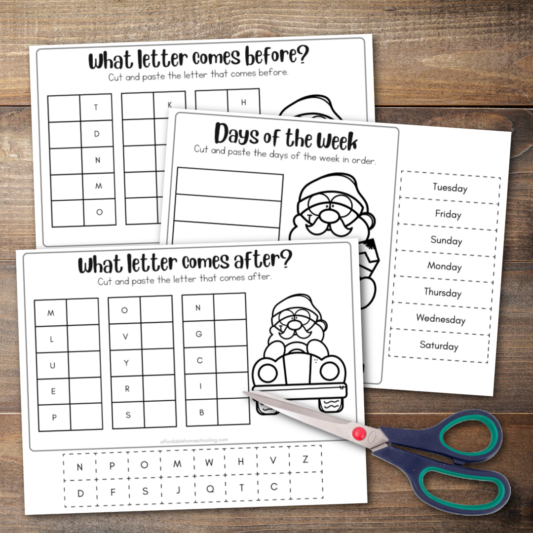 Free Printable Santa Cut and Paste Worksheets