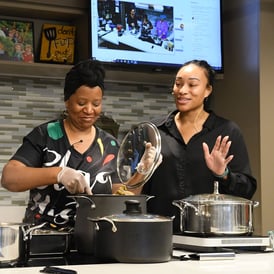 Nneka Leads Teaching Kitchen Nigerian Jollof Rice Demo