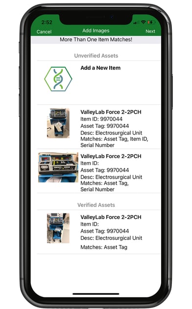 Screenshot of Helix Mobile inventory management app "Add Images" page