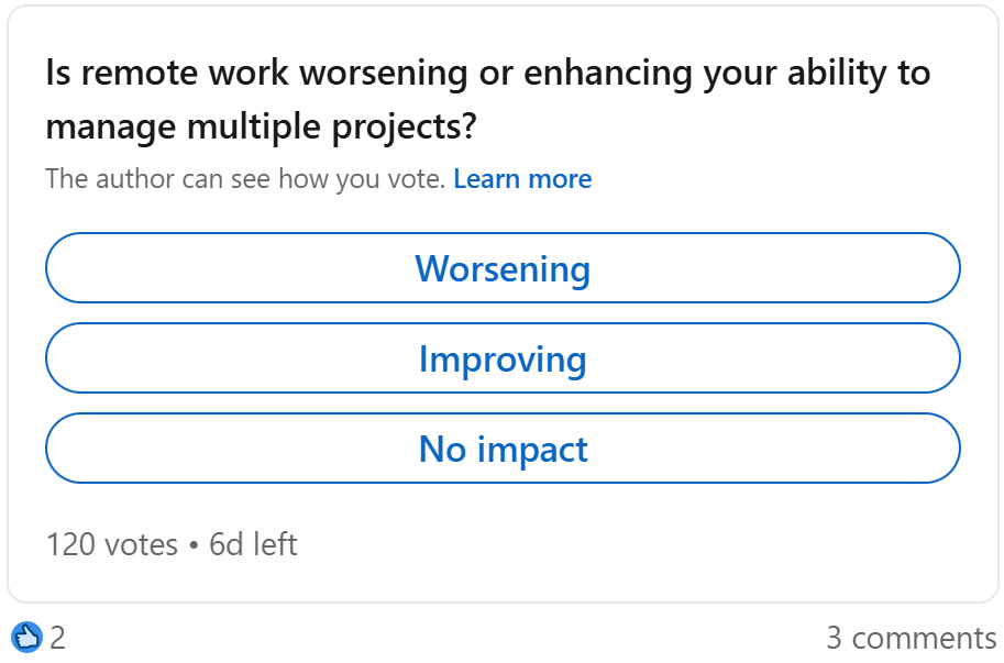 Poll: Is remote work worsening or enhancing your ability to manage multiple projects?