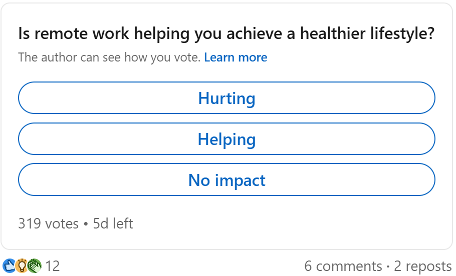 Poll: Is remote work helping you achieve a healthier lifestyle?