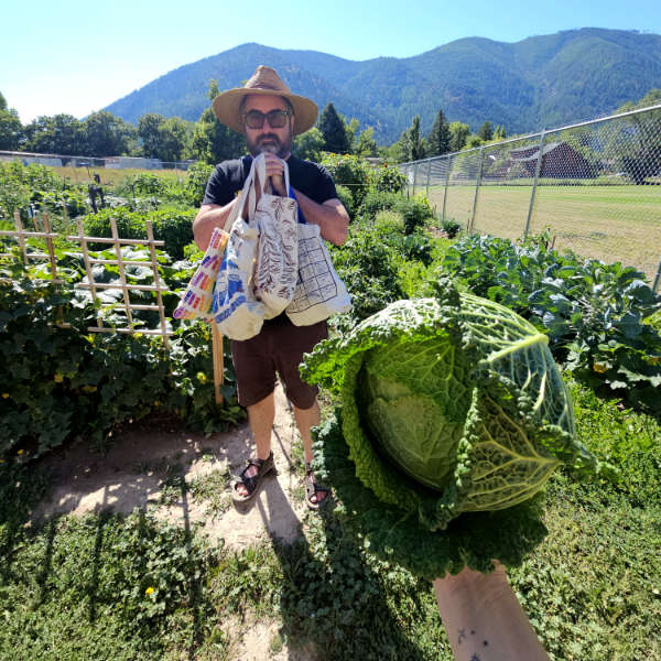 Shane Hickey, Erika’s husband, helps her haul their harvest home. (Photo credit: Erika Hickey)