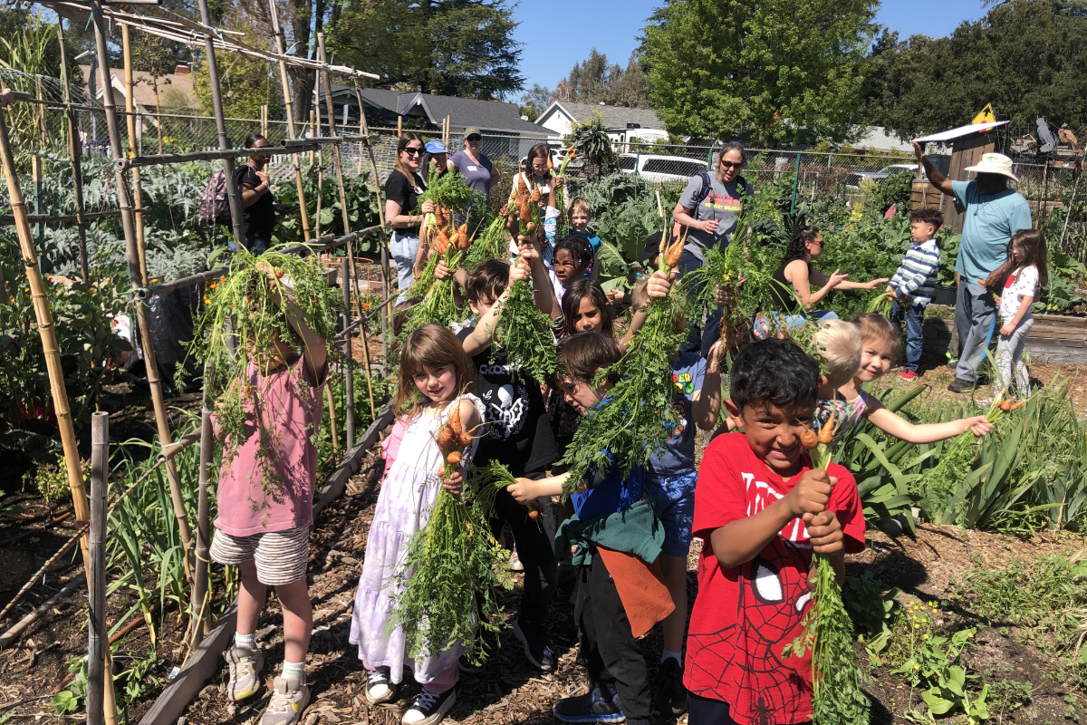 A school tour of the Altadena Community Garden in March of 2024. (Photo courtesy of Altadena Community Garden)