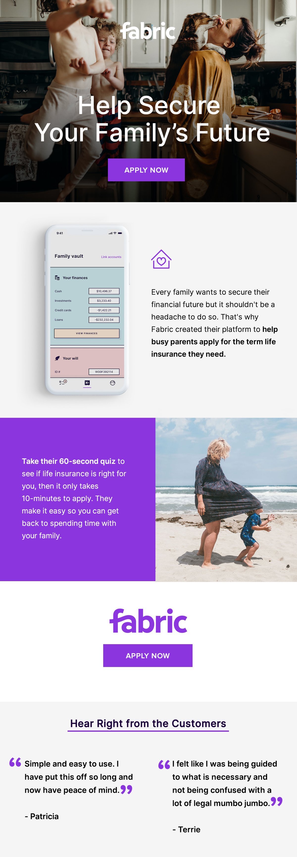 Help Secure Your Family's Future. APPLY NOW
