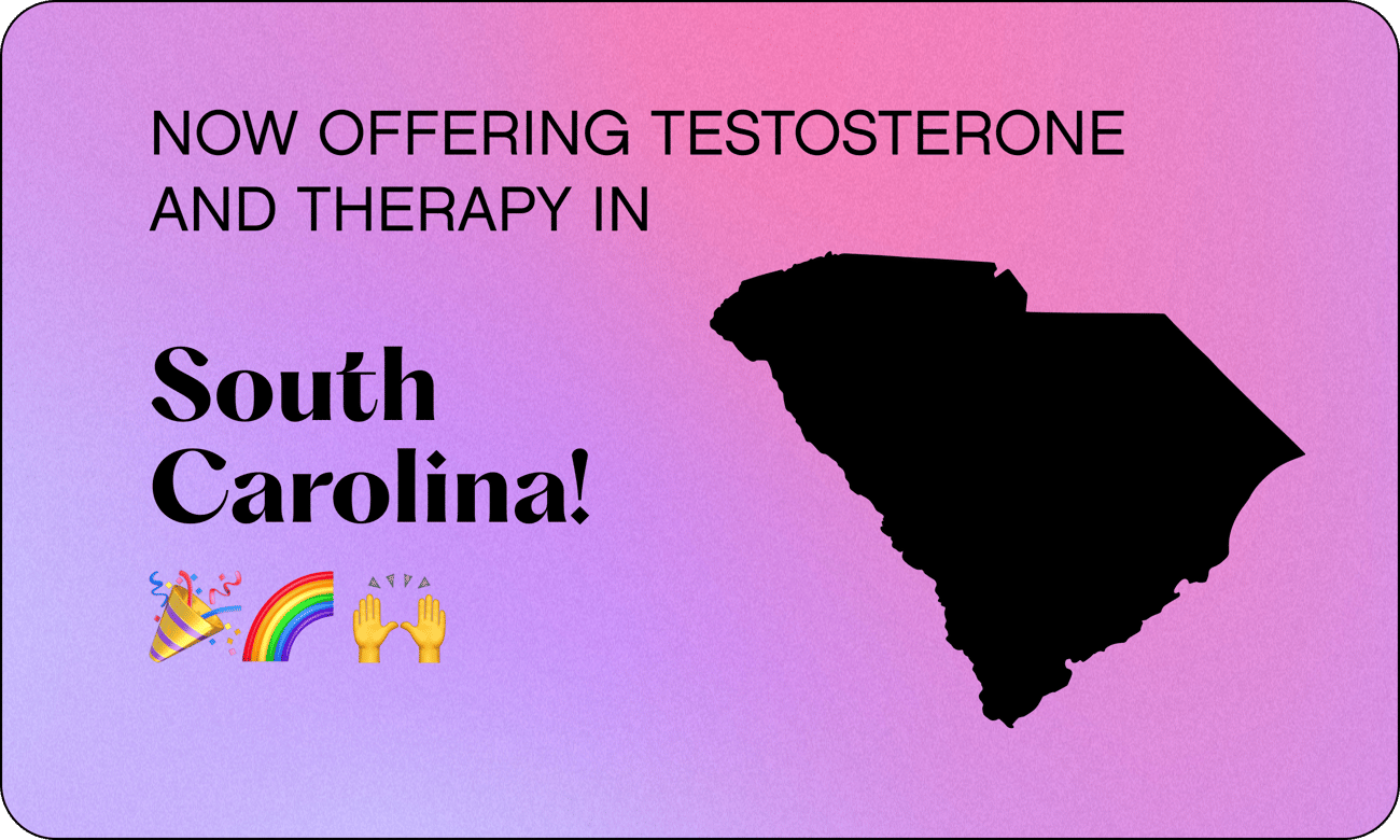 Now offering testosterone and therapy in South Carolina!