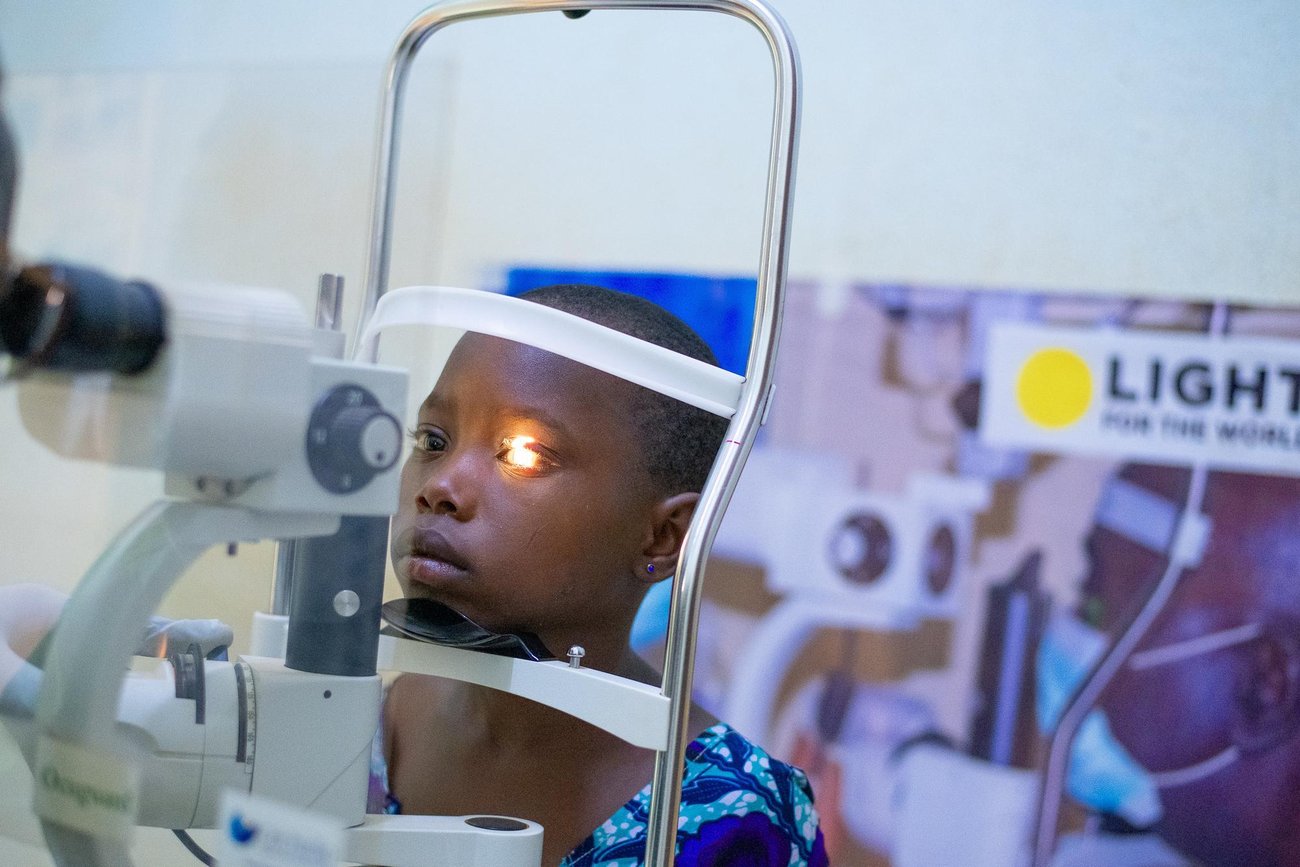Photo of a child undergoing a eye health check