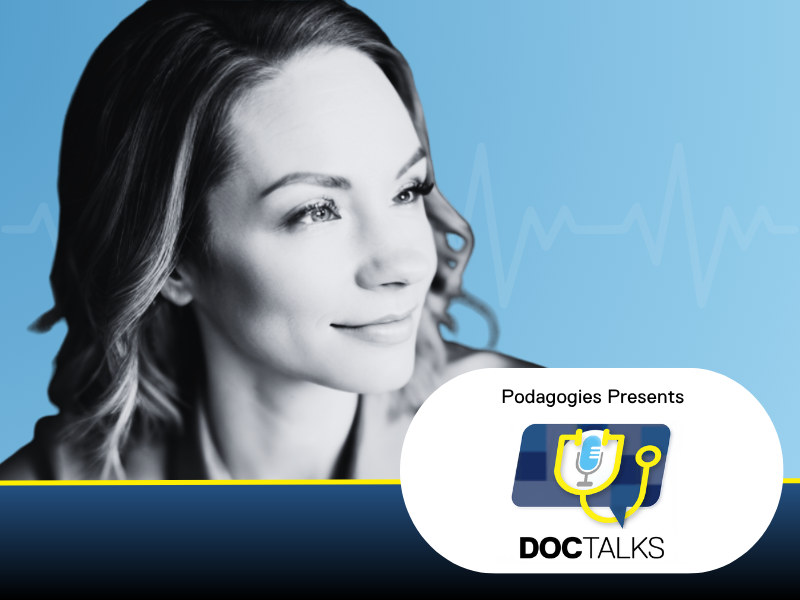 Dr. Jamaica Cass smiling next to the Doc Talks logo