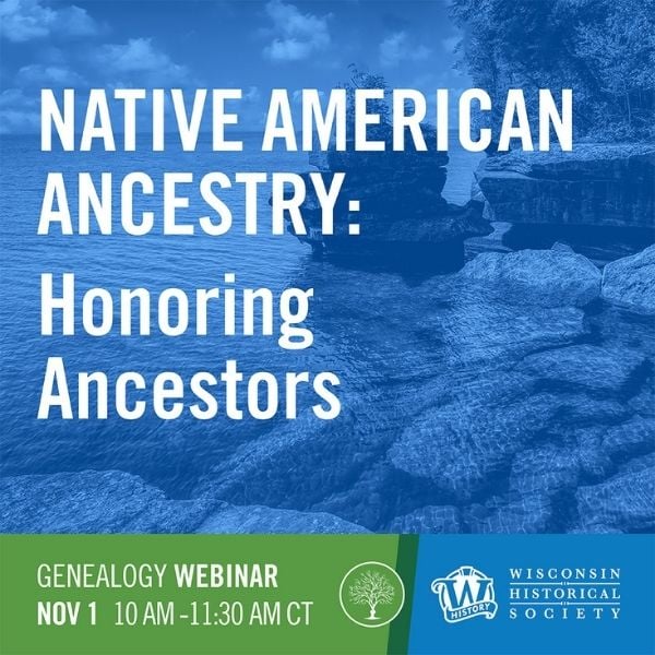 WHS branded promotional image for the Native American Ancestry webinar