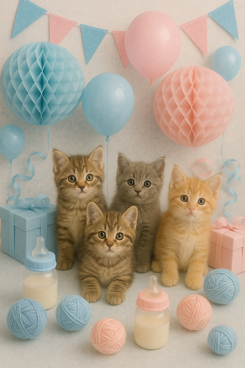 Kittens at a baby shower