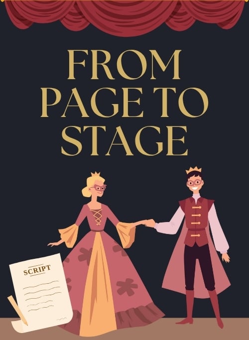 theater illustration of play with script and costumes