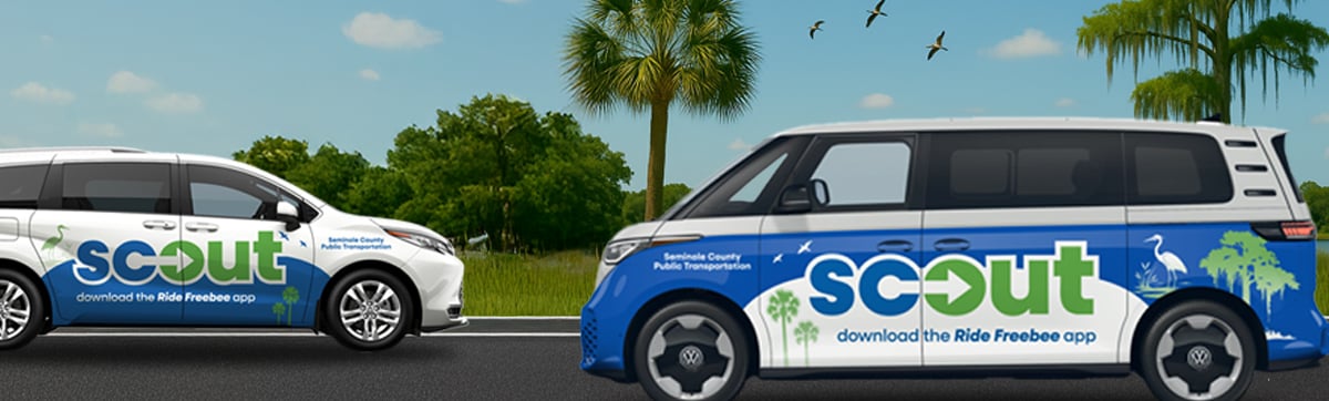 Digital mock up of two Vehicles saying "Scout"