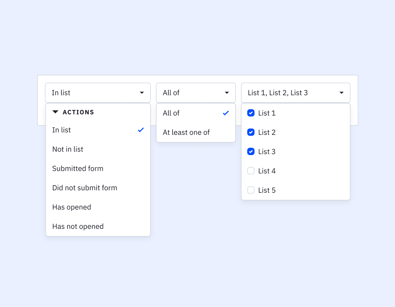 Segment for multiple lists at once within a single segment condition in ActiveCampaign.