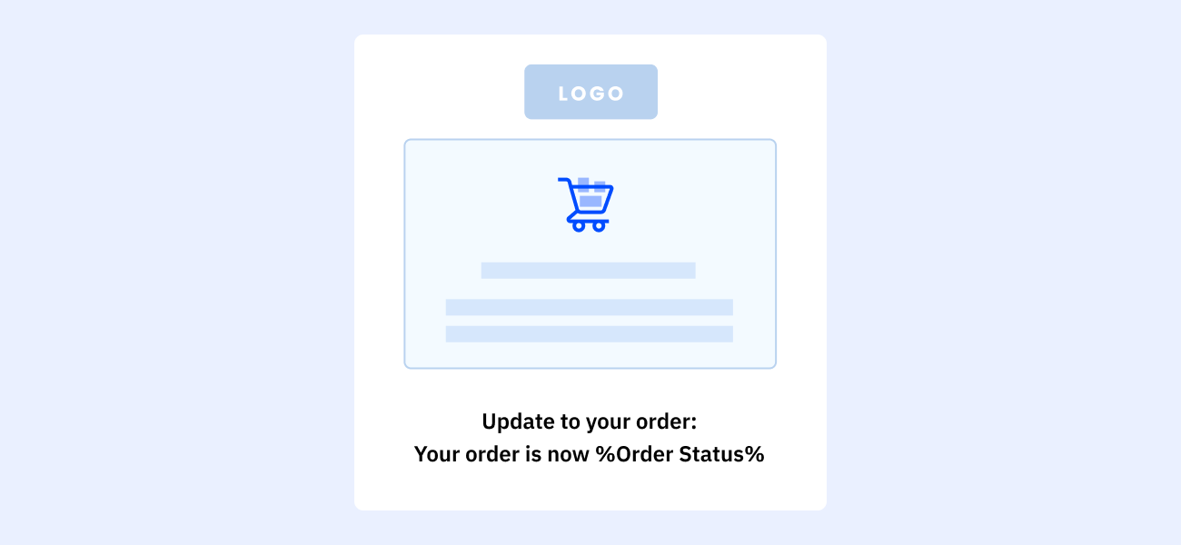 Example of an email showing order status