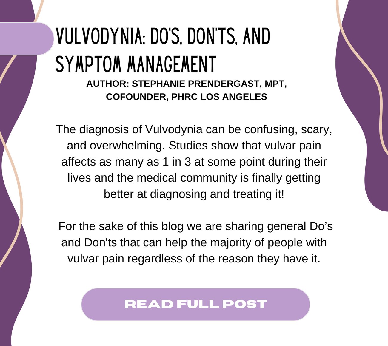 Vulvodynia Do's, Don'ts, Symptom Management Pelvic Health and