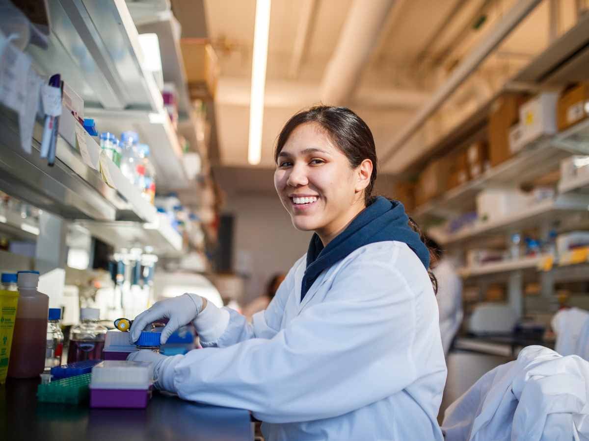 Student at lab bench