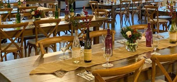 tables set up for a holiday party