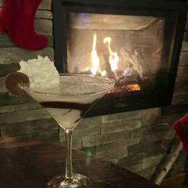 winter cocktail by fire