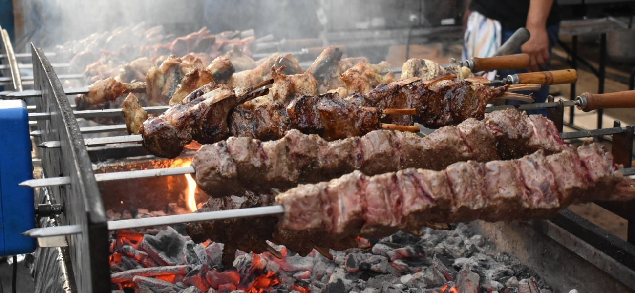 Kabobs cook at Taste of Greektown. Kabobs cook at Taste of Greektown.