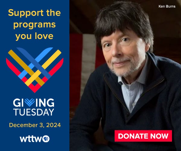 Ad: Giving Tuesday - Donate Now! Pictured: Ken Burns portrait