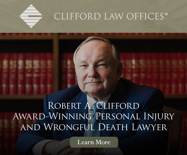 Ad: Clifford Law Offices - serving Chicago through law and philanthropy