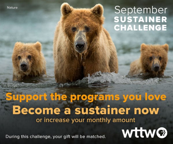 Ad: September Sustainer Challenge - Support the programs you love - Become a sustainer by Sept 19. Pictured : Detective Sunny Khan from Unforgotten series.