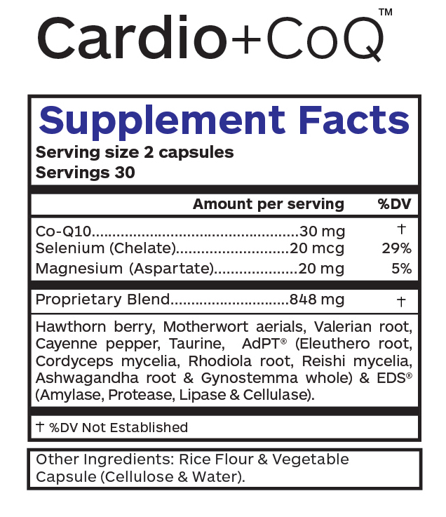Professional Botanicals Cardio + CoQ Supplement Facts for American Heart Health Month