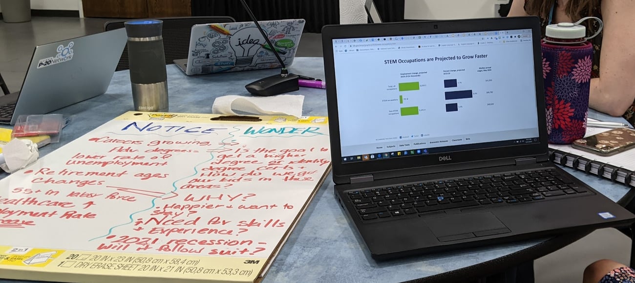 Image of a table of computer of people working in colaboration