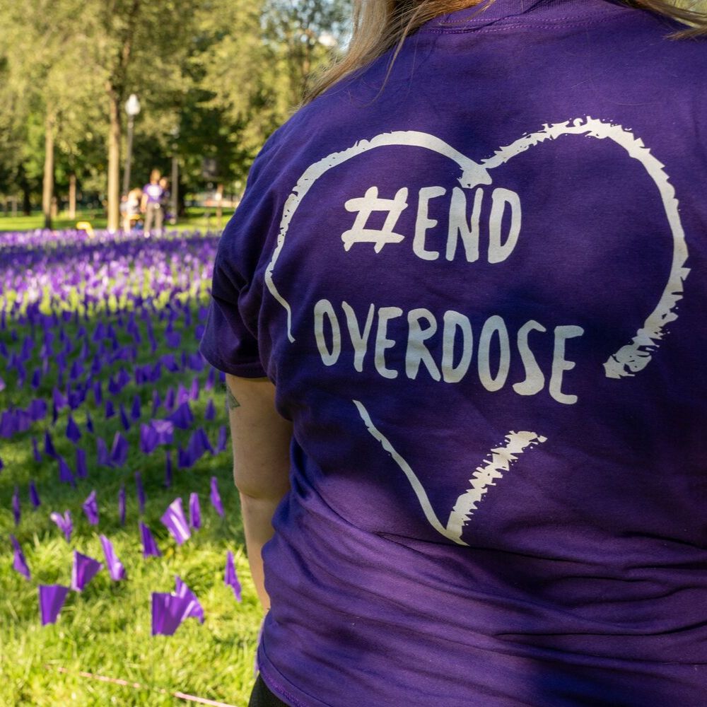 Person wearing a #EndOverdose t-shirt 
