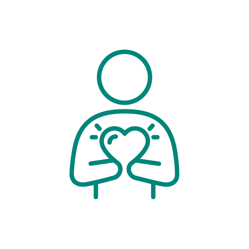 Icon of person holding heart 