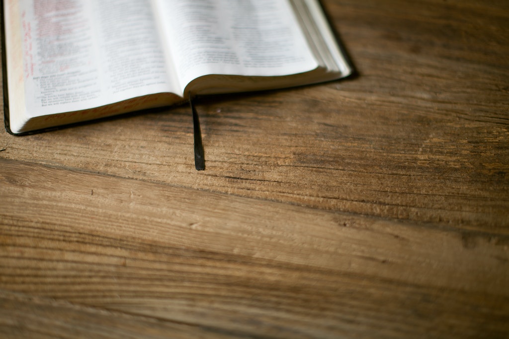 Bible on a wood table