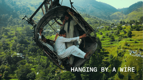 Still image from the film Hanging by a Wire.