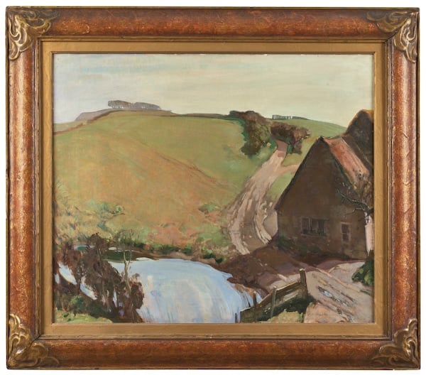 Alick Riddell Sturrock (1885–1953), Challow Farm, Dorset, c.1932, signed, oil on canvas, 63.5 x 76.2 cm Alick Riddell Sturrock (1885–1953), Challow Farm, Dorset, c.1932, signed, oil on canvas, 63.5 x 76.2 cm