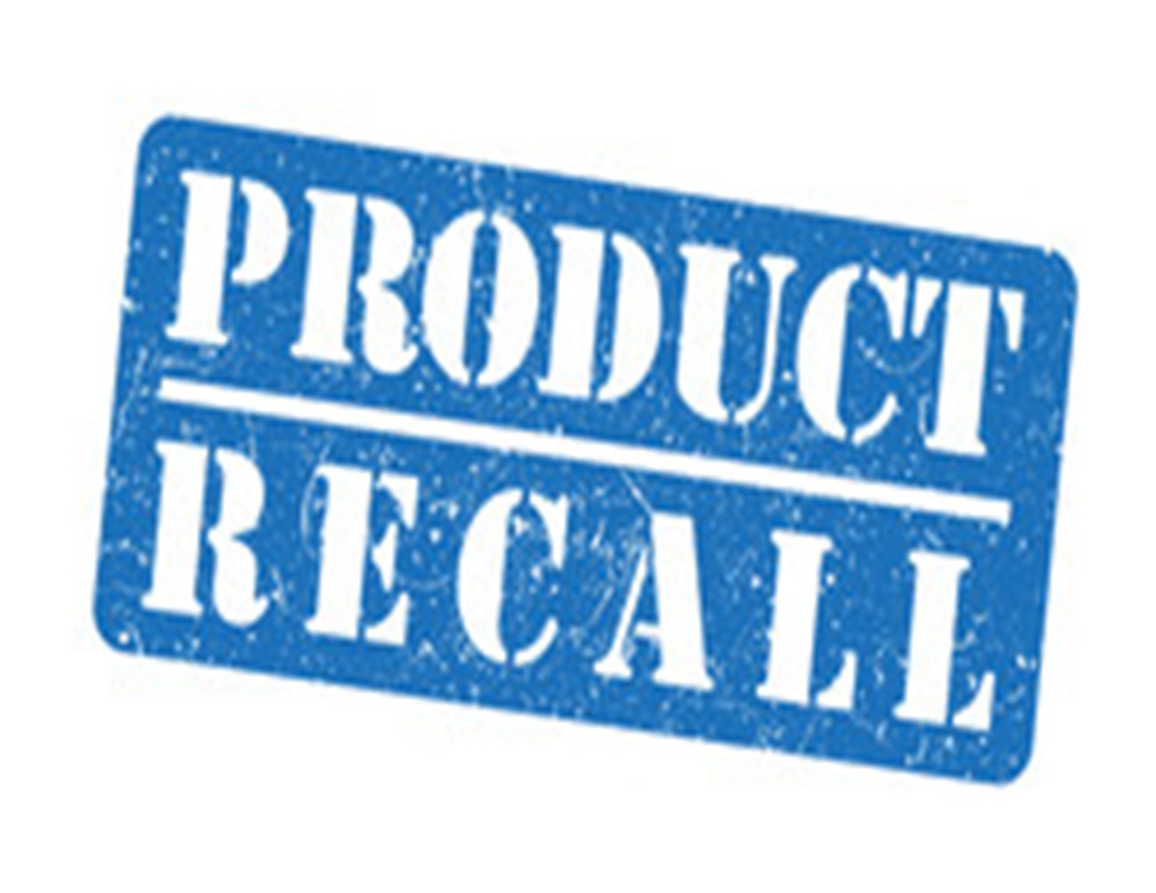 blue box that says in white letters "product recall"