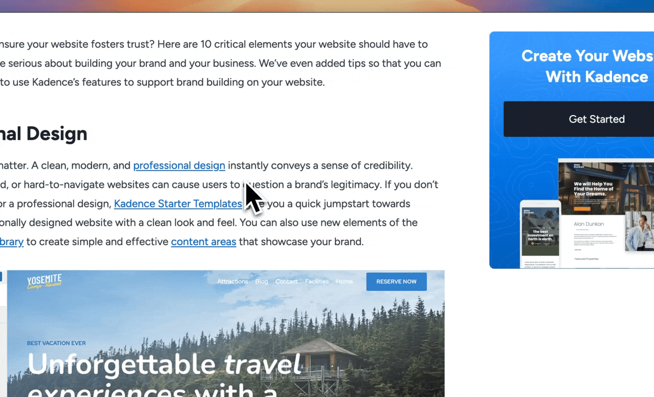 An image showing a cursor moving to linked text An image showing a cursor moving to linked text