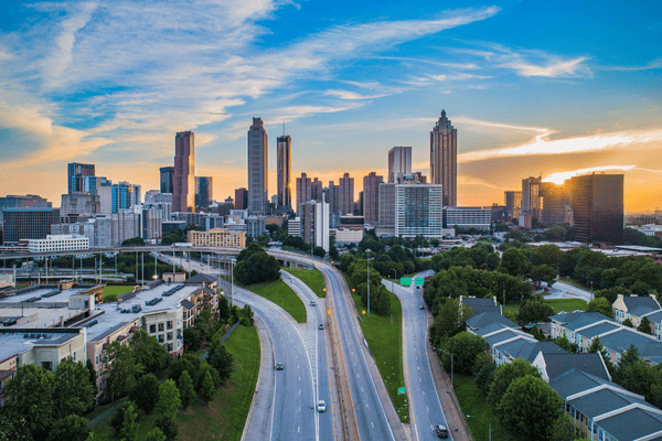 Atlanta skyline with traffic