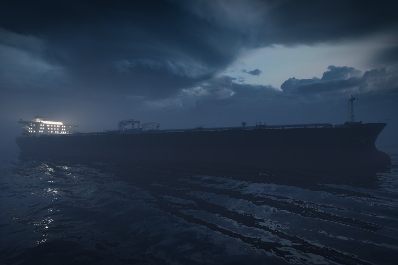 An image of an oil tanker ship at sea.